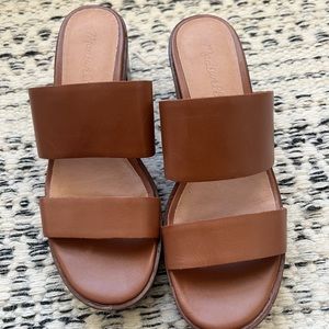 NIB Madewell The Kiera Mule Platform Sandal / 7.5 / Brown (English Saddle)